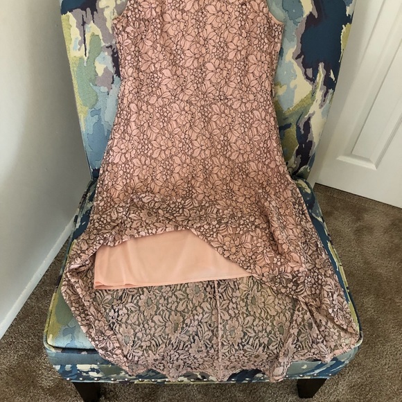 Beautiful Pink/Blush lace high-lo dress - Picture 7 of 8